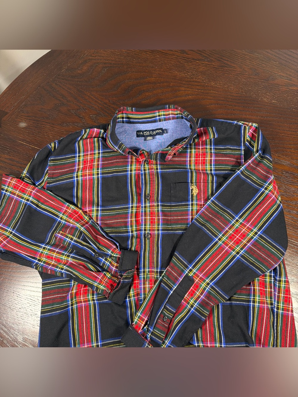 U.S. Polo Assn. Black Red Plaid Long-Sleeve Button-Down Shirt